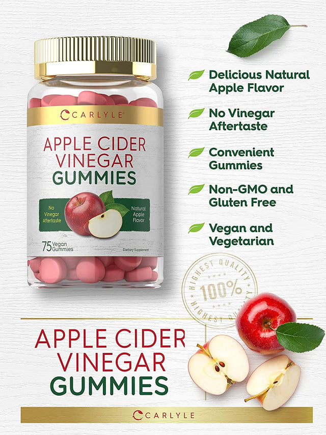 Carlyle Vegan Apple Cider Vinegar Gummies | 75 Count | Natural Apple Flavor | Non-Gmo, Gluten Free | ACV Supplement