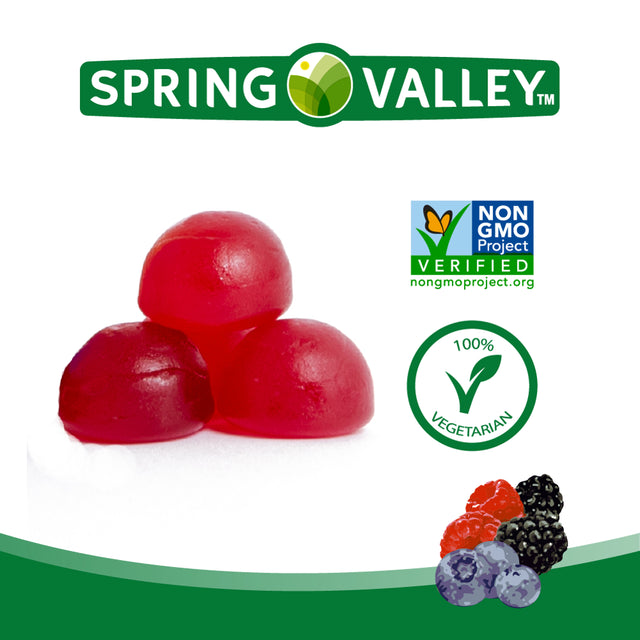 Spring Valley Non GMO K2 and D3 Vegetarian Gummies, Mixed Berry, 50 Mcg (2000 IU), 60 Count