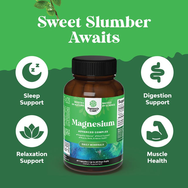 High Absorption Magnesium Complex Supplement - Pure Magnesium Citrate 500Mg per Serving with Magnesium Oxide for Sleep Stomach Digestion and Mood Support