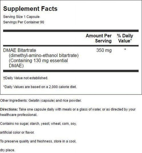 World Organic Dmae 350 Mg 90 Caps