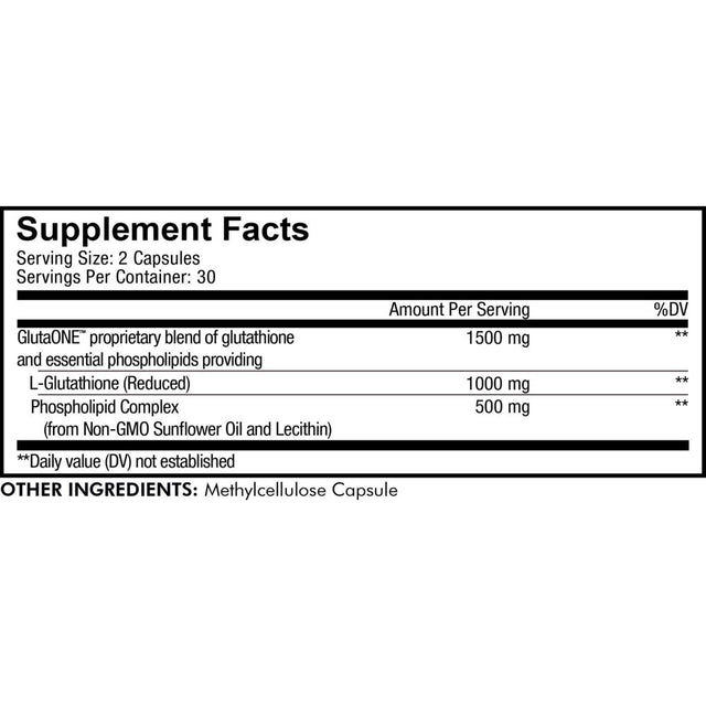 Codeage Liposomal Glutathione 1000 Mg, Glutaone™ L-Glutathione Reduced & Phospholipid Complex, 60 Ct