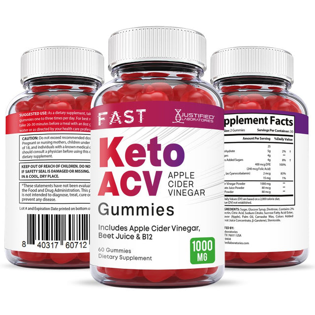 (5 Pack) Fast Keto ACV Gummies 1000MG Dietary Supplement 300 Gummyss