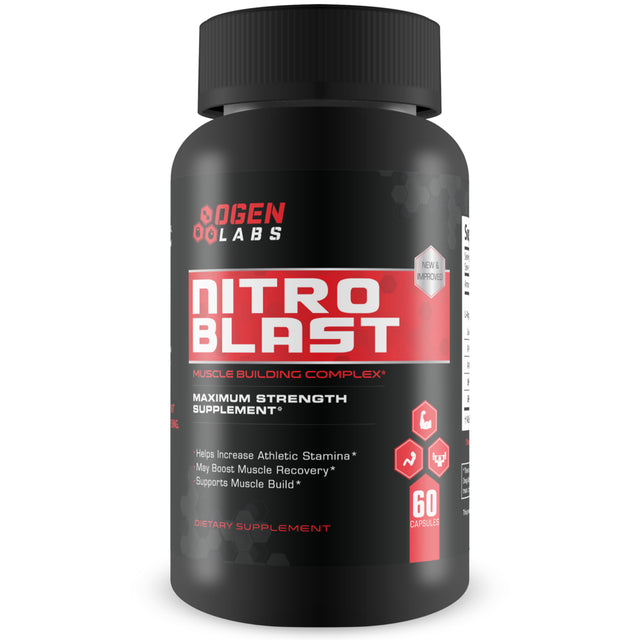 Nitro Blast Pre Workout Nitric Oxide Booster Supplement with L-Arginine - Muscle Growth, Stamina, and Recovery - 60 Capsules