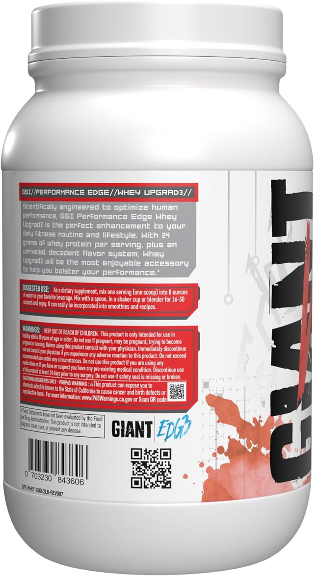 Giant Sports Whey Protein - Premium Protein Powder - 100% Whey, 24G Protein per Serving, 5G Bcaas - Chocolate 2 Pound