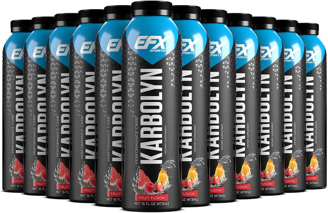 EFX Sports Karbolyn Fuel Drink | Pre, Intra, Post Workout Carbohydrate Drink | Carb Load, Sustained Energy | Stimulant & Sugar Free | 12 Pack (Fruit Fusion)