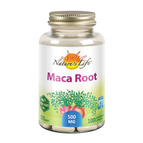 Nature?S Life Maca Root 500Mg Herbal Supplement | Healthy Balance, Energy & Vitality Support | Non-Gmo & Vegan | No Fillers | 100 Vegetarian Caps