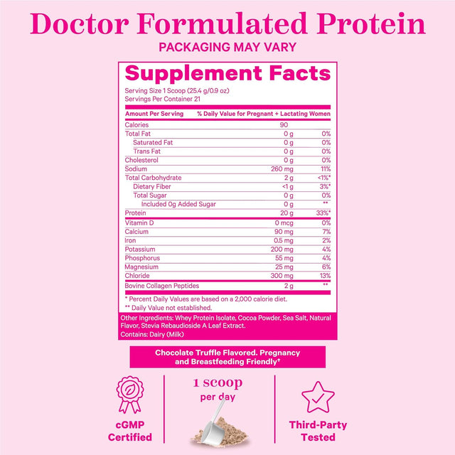 Pink Stork Pregnancy and Breastfeeding Protein Powder - 20 G Chocolate Whey and Collagen Protein - Prenatal, Postnatal & Lactation Support, Postpartum Nursing Essentials - 21 Servings