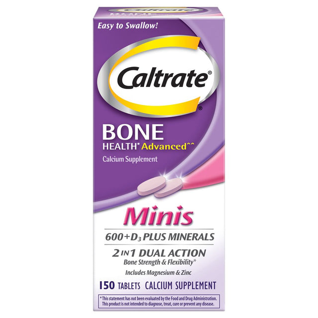 Caltrate Minis 600 plus D3 plus Minerals Calcium and Vitamin D Supplement Tablets, Bone Health and Mineral Supplement for Adults - 150 Count