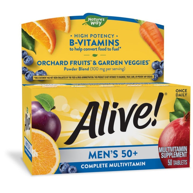 Nature’S Way Alive! Men’S 50+ Complete Multivitamin, High Potency B-Vitamins, 50 Tablets