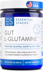 Essential Stacks Gut L-Glutamine Powder - Made in USA - Pure L Glutamine Powder for Leaky Gut, Bloating & Gut Health - Dairy, Soy & Gluten Free, Non-Gmo, Vegan Glutamine Supplement