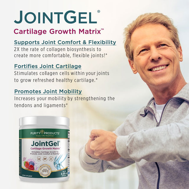 Joint Gel Formula from Purity Products - Bioactive Collagen Peptides + MSM - Supports Joint Function + Flexibility While Fortifying Joint Cartilage - Dual Action, Berry Flavored Powder - 30 Day Supply