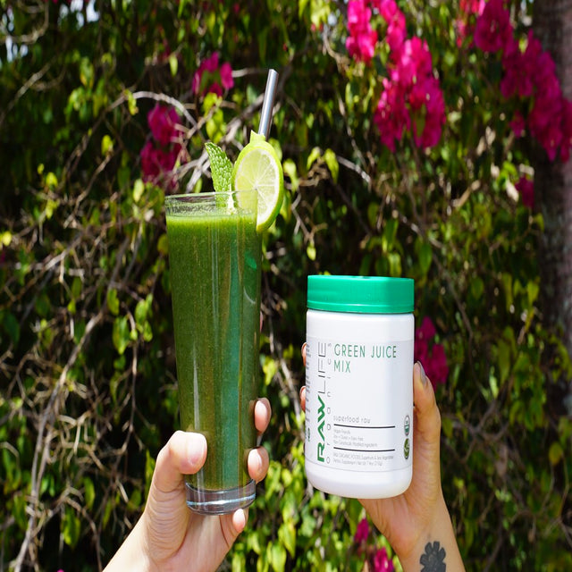 Raw Life Organics Green Juice Mix - 30 Servings - Immune Support Juice - Probiotics - Gut Health Vitamins