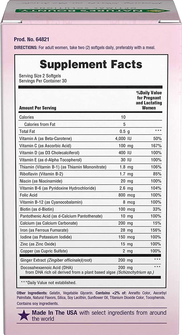 Nature'S Bounty Optimal Solutions Healthy Mom Prenatal Multivitamin Softgels - (Pack of 3)