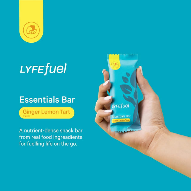 Meal Replacement Bar by Lyfefuel - Vegan Protein Bar Packed with Organic Superfoods, Fiber & 21 Essential Nutrients from 100% Plant Based Whole Foods (Lemon Ginger Tart - Box of 10) Gluten Free, Paleo