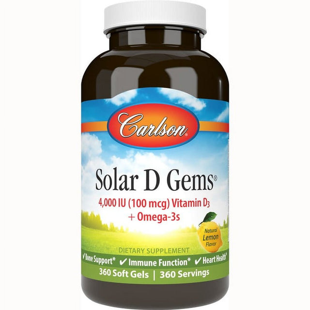 Solar D Gems 4000 IU Vitamin D3 plus Omega-3S 360 Soft Gels