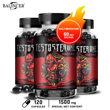 Testosterone Booster for Men 1500Mg 12In1 with Goat Grass, Zn.C, Vitamind, Ginseng, Tribulus Terrestris, Ashwagandha, Tongkat Ali & More - Performance, Energy Booster, Memory Support-120Capsules