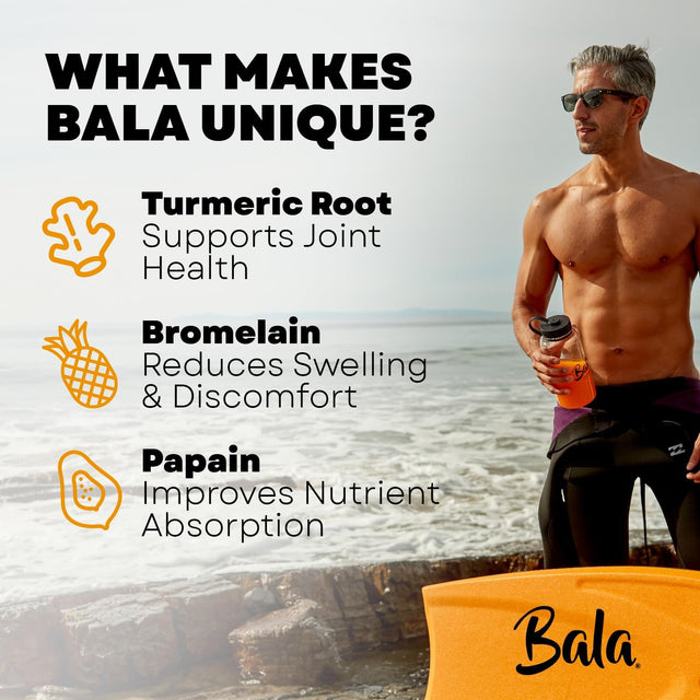 BALA Hydration Turmeric Drink Mix Packet, Sugar Free Electrolyte Powder, Muscle Recovery, Immune Support, Joint Relief, Plant-Based Enzymes, Bromelain, Papain, Curcumin -Berry (10 Pack)