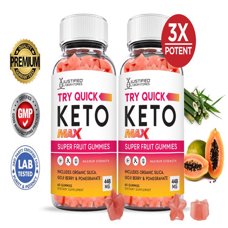 (2 Pack) Try Quick Keto Max Gummies Dietary Supplement 120 Gummys