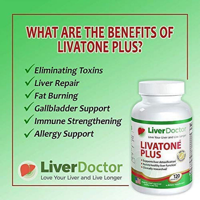 Livatone plus Liver Detox Capsules Liver Cleanse and Detox Pills with Milk Thistle and Antioxidants (240 Count)