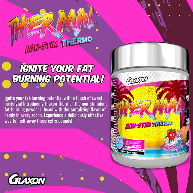 Glaxon Thermal Non-Stimulant Thermogenic Fat Burner Powder from Improve Weight Loss, Suppress Hunger and Appetite – L-Carnitine, Vitacholine™, BAIBA Acid Mitoburn™ - 21 Servings (Kiwi Cooler)