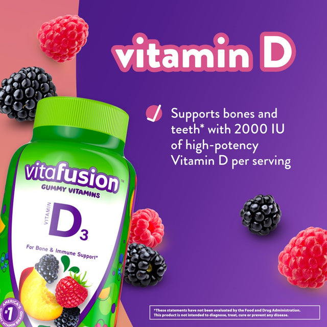 Vitafusion Vitamin D3 Gummy Vitamins, Peach, Blackberry and Strawberry Flavored, 150 Count