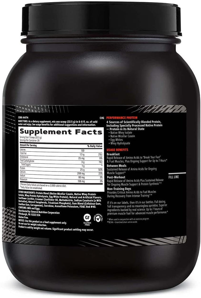 GNC AMP Sustained Protein Blend | Targeted Muscle Building and Exercise Formula | 4 Protein Sources with Rapid & Sustained Release | Gluten Free | Fruity Crisps | 28 Servings