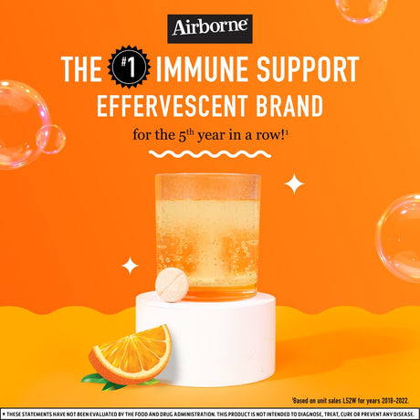 Airborne 1000Mg Vitamin C Immune Support Effervescent Tablets, Zesty Orange, 20 Count