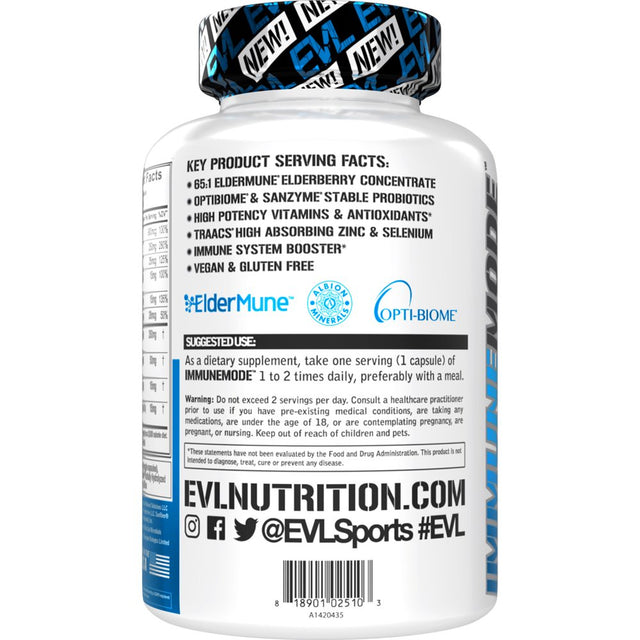 Immune Support Supplement - Evlution Nutrition Immune Mode with Potent Antioxidant Complex - Vitamin C, Probiotics & Elderberry - Vegan, Gluten-Free Immune Supplement 30 Servings