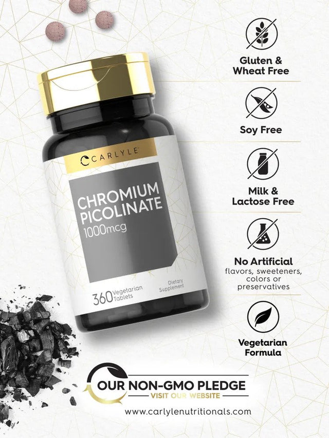 Ultra Chromium Picolinate 1000Mcg | 360 Tablets | by Carlyle