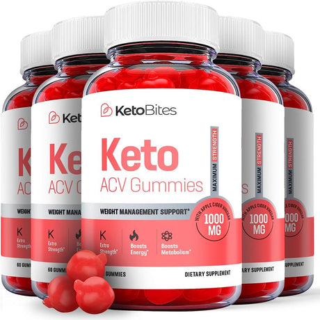 (5 Pack) Keto Bites Keto ACV Gummies - Supplement for Weight Loss - Energy & Focus Boosting Dietary Supplements for Weight Management & Metabolism - Fat Burn - 300 Gummies