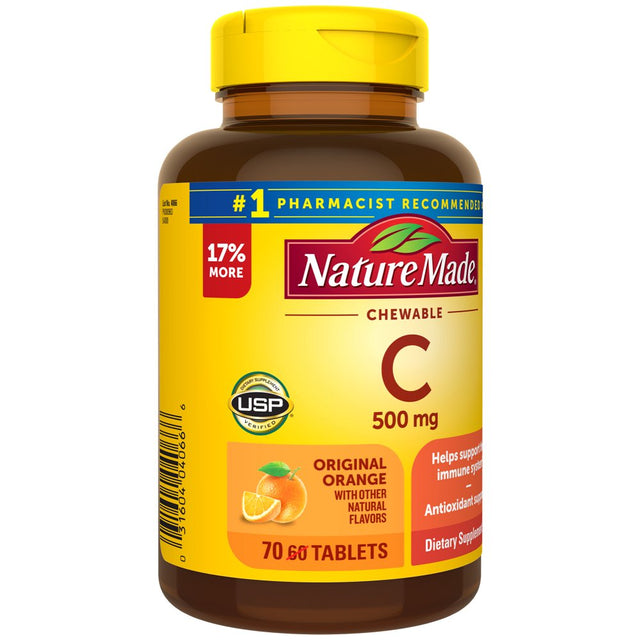 Nature Made Chewable Vitamin C 500 Mg Tablets, Dietary Supplement, 70 Count