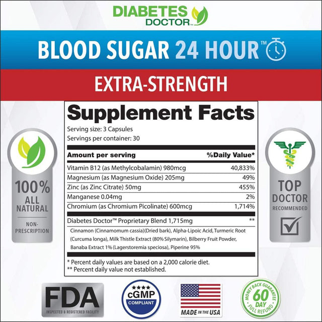 Dr. Stephanie'S Extra Strength A1C Triple Pack - Blood Sugar 24 Hour Daily Support Extra Strength plus 2 Carb & Sugar Blocker