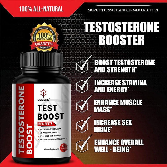 SOOMIIG Test Boost Supplement Supports Muscle Building, Testosterone Booster for Men