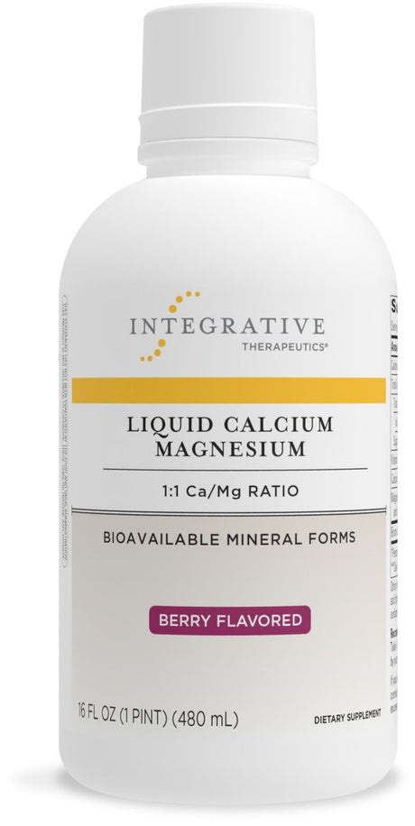 Integrative Therapeutics Liquid Calcium Magnesium - 1:1 Ca to Mg Ratio - with Vitamin D3 - Supplement for Men and Women - Berry Flavor - Gluten Free - 16 Fl Oz