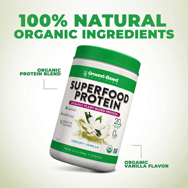 Superfood Protein, Plant-Based Protein Powder – Superfood + Greens for Immune Support – Lean, Organic, Vegan, Keto, Paleo, Lactose-Free, No Sugar, Low Calorie Protein