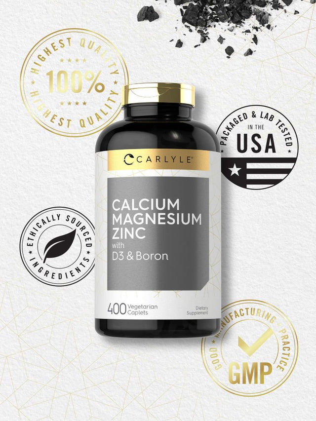 Calcium Magnesium Zinc | 400 Caplets | Vegetarian Formula | by Carlyle