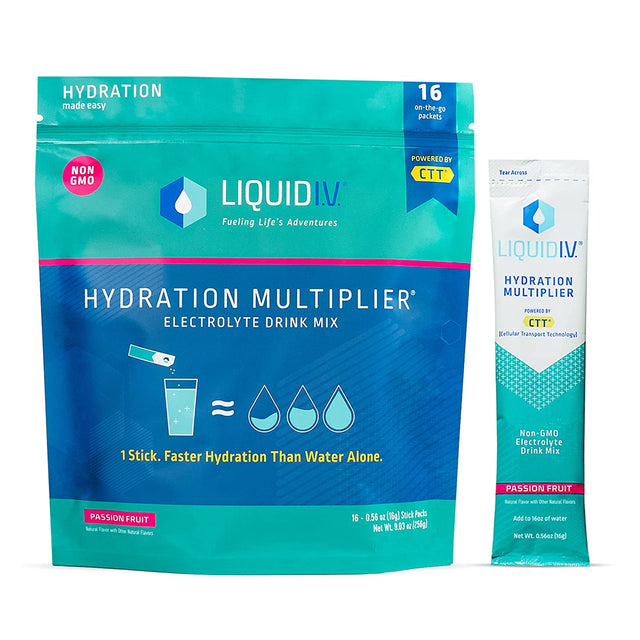 Liquid I.V. Hydration Multiplier - Passion Fruit - Hydration Powder Packets | Electrolyte Drink Mix | Easy Open Single-Serving Stick | Non-Gmo | 16 Sticks