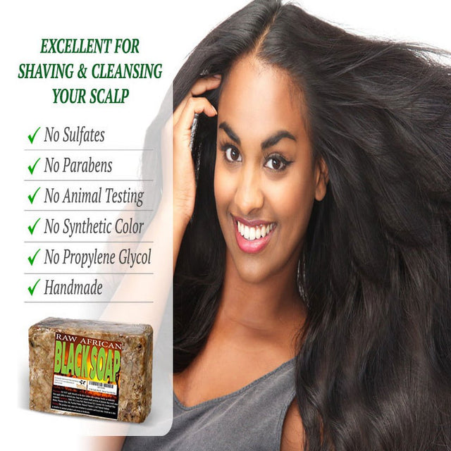 Premium African Black Soap - 1Lb Raw Organic Soap for Acne, Dry Skin, Rashes, Scar Removal, Face & Body Wash Bulk