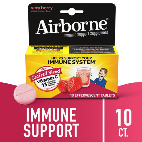 Airborne 1000Mg Vitamin C Immune Support Effervescent Tablets, Very Berry Flavor, 10 Count