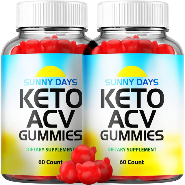 (2 Pack) Sunny Days Keto ACV Gummies - Supplement for Weight Loss - Energy & Focus Boosting Dietary Supplements for Weight Management & Metabolism - Fat Burn - 120 Gummies