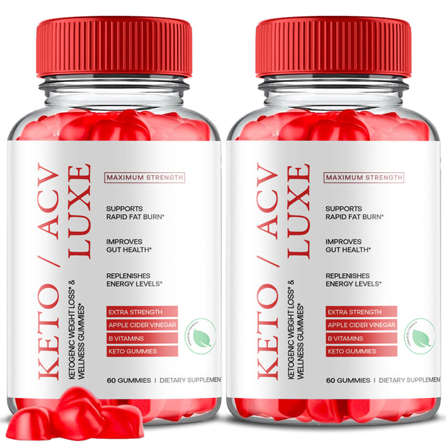 (2 Pack) Luxe Keto ACV Gummies - Energy & Focus Boosting Dietary Supplements for Weight Management & Metabolism - Fat Burn - 120 Gummies