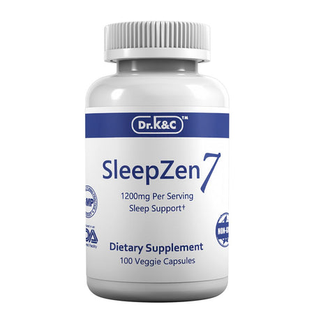 Dr.K&C Sleepzen7 Sleep Aid Supplement – 1200 Mg 100 Veggie Capsules All Natural Botanical Plant Sourced Sleeping Support Organic Tart Cherry Valerian Root Extract No Filler Non GMO