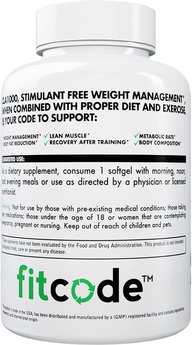 CLA1000 Conjugated Linoleic Acid, Soft Gel, Stimulant Free Weight Loss Supplement (90 Servings)