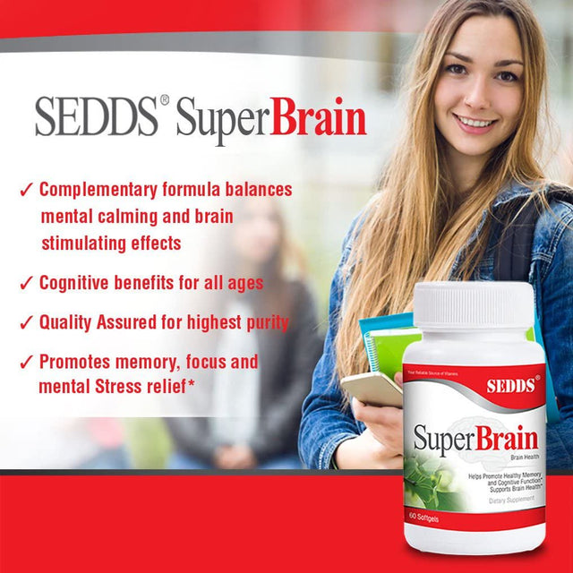 SEDDS Super Nootropic Brain Booster Supplement to Improve Memory, Boost Focus, Increase Mental Energy with Ginkgo Biloba Extract - 60 Softgel