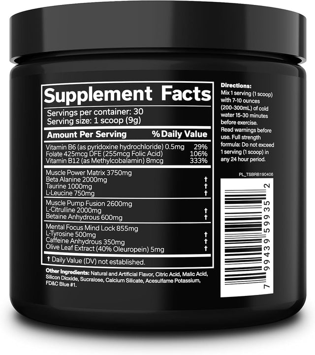 JNX SPORTS the Shadow! 350Mg of Caffeine Hard Core Preworkout -Electric Energy, Mental Focus, Superhuman Strength, Men & Women - Blue Raspberry 30 Servings