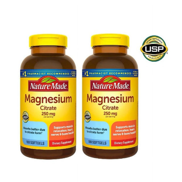 Nature Made Magnesium Citrate 250 Mg., 180 Softgels 2PK