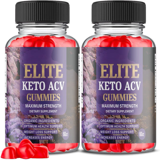 (2 Pack) Elite Keto ACV Gummies - Supplement for Weight Loss - Energy & Focus Boosting Dietary Supplements for Weight Management & Metabolism - Fat Burn - 120 Gummies