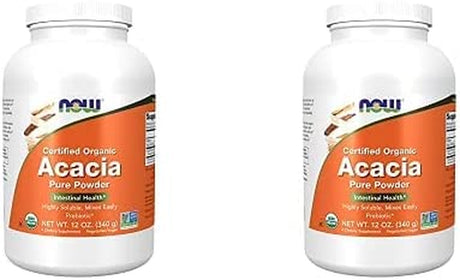 NOW Supplements, Acacia Pure Powder, Certified Organic, Highly Soluble, Mixes Instantly, Intestinal Health*, 12-Ounce (Pack of 2)