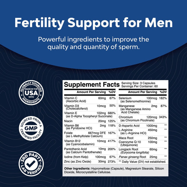 Natures Craft Prenatal Multivitamin Male Fertility Supplement 180 - with L-Arginine D-Aspartic Acid and Maca Root Prenatal Vitamins for Enhanced Motility Volume Potency and Fertility Support