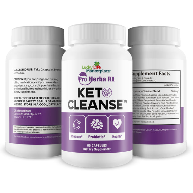 Pro Herba RX KETO CLEANSE - Herbal Formula W/ Probiotics - Keto Cleanse & Detox Naturally - Numerous Health Benefits - Help Cleanse Body of Toxins & Impurities - Support Energy, Digestion & Gut Health